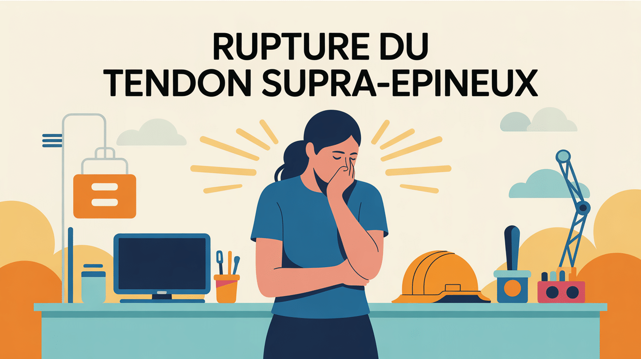 personne tenant epaule douloureuse outils travail rupture tendon supra epineux