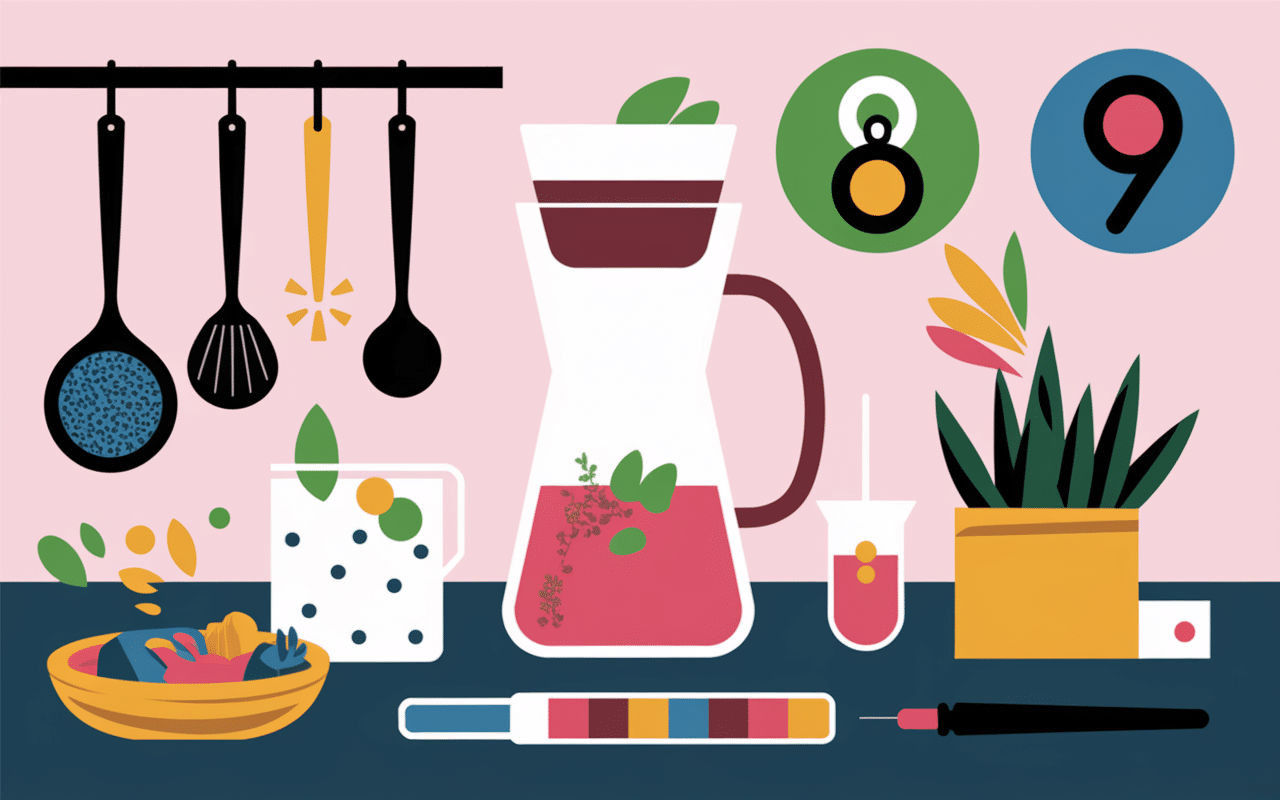 Appareils test eau alcaline bandelettes pH table cuisine