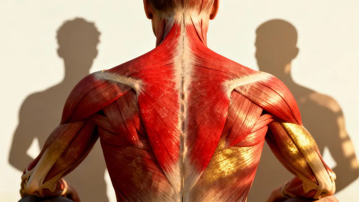Schéma dos muscle grand dorsal en rouge