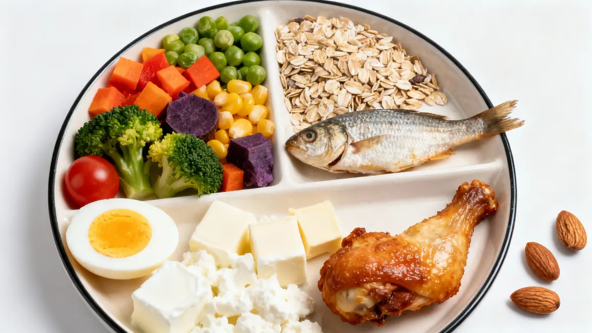 assiette photoréaliste équilibrée macronutriments