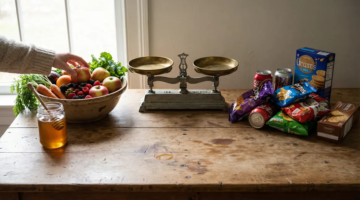 table bois fruits légumes miel et produits industriels fructose