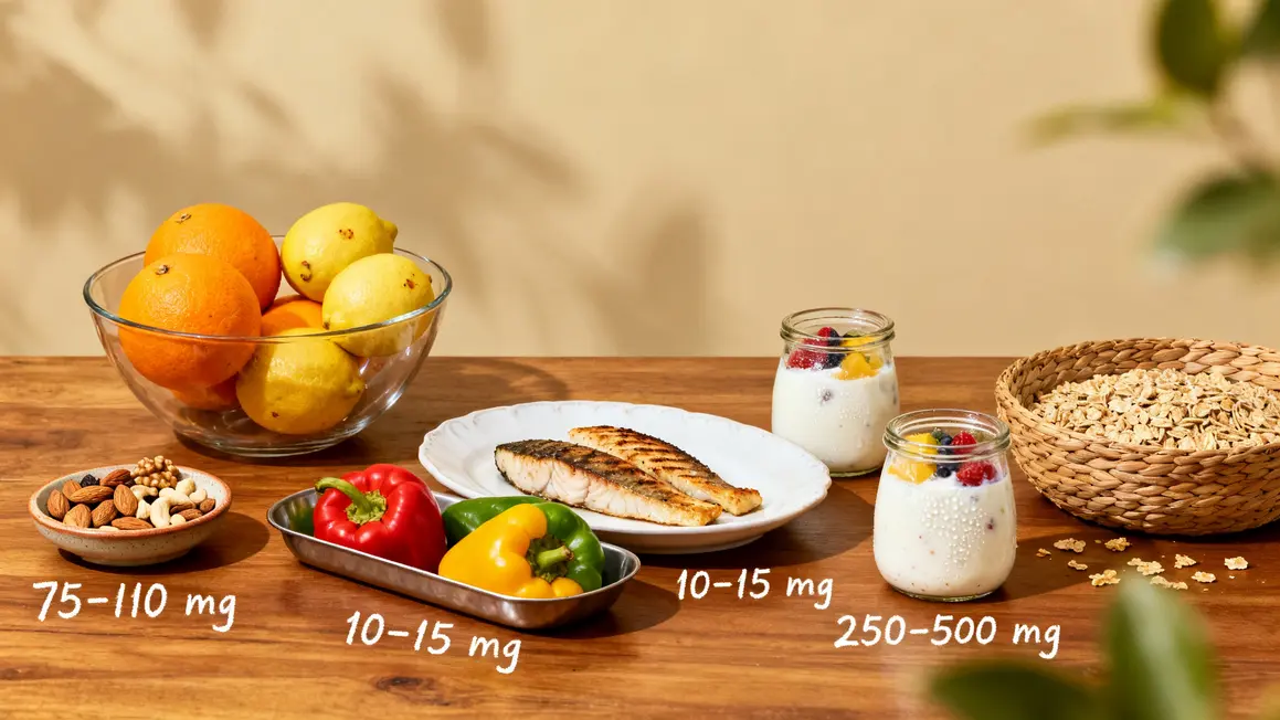 bols aliments immunite agrumes poissons noix chiffres