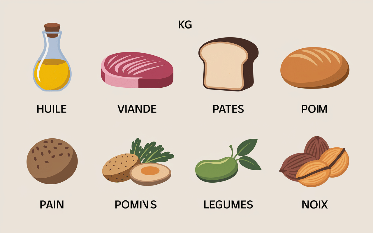 Comparatif 1 kilo combien de calories différents aliments