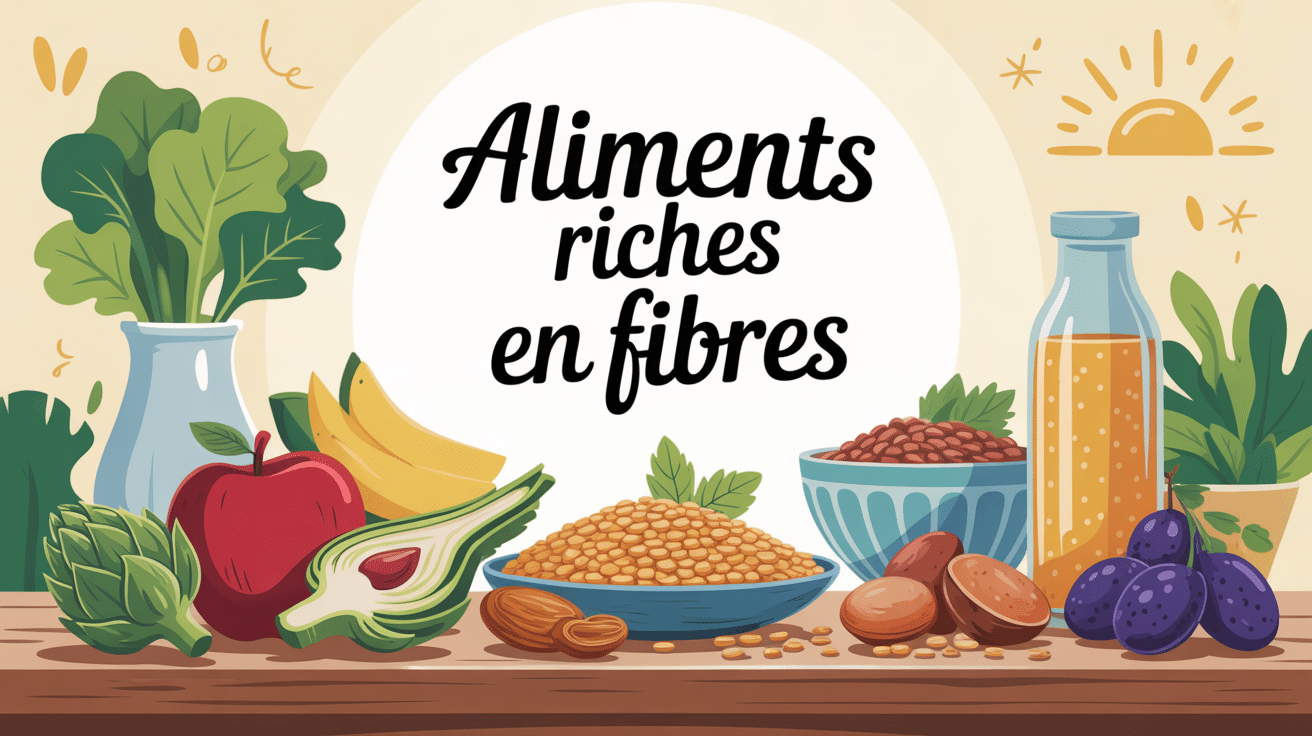 table aliments avec des fibres illustration stylisée