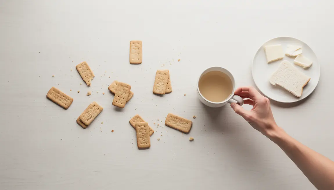 assortiment biscuits secs sans residu, boisson claire, aliments blancs