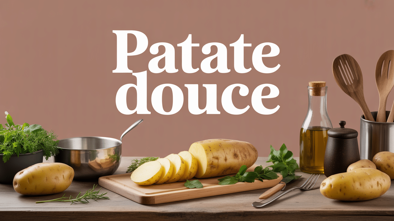 calorie dans une patate douce présentation table en bois