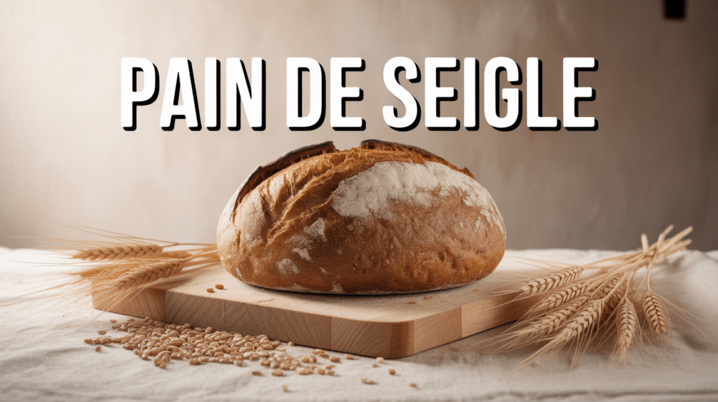 Pain de seigle artisanal sur planche en bois, calorie du pain de seigle