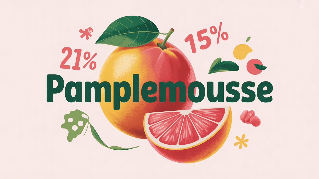 Pamplemousse avec chiffres calories dans un pamplemousse