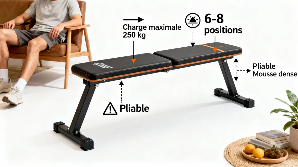 Schéma critères essentiels pour choisir banc de musculation multifonctions