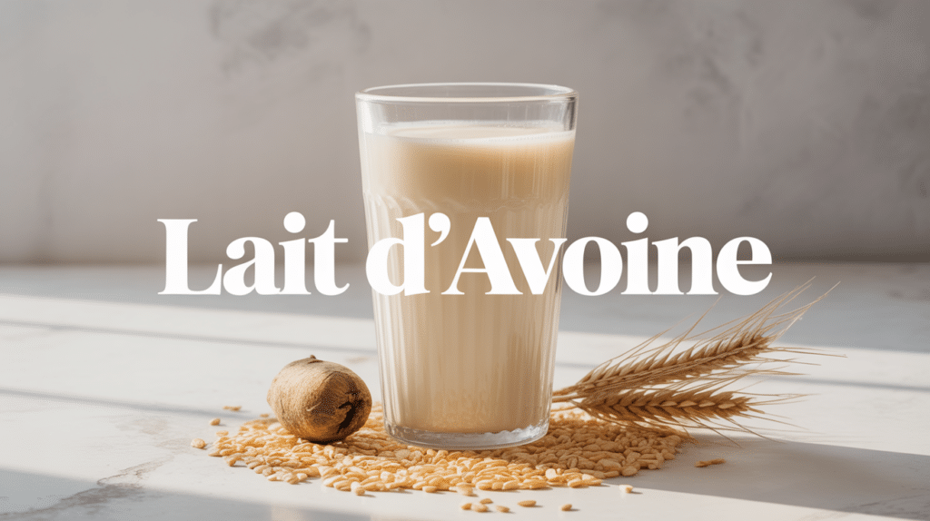 lait d avoine bienfaits dans verre avec grains sur fond clair