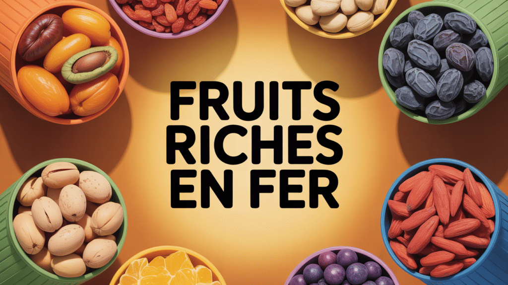 Les fruits riches en fer en bols colorés