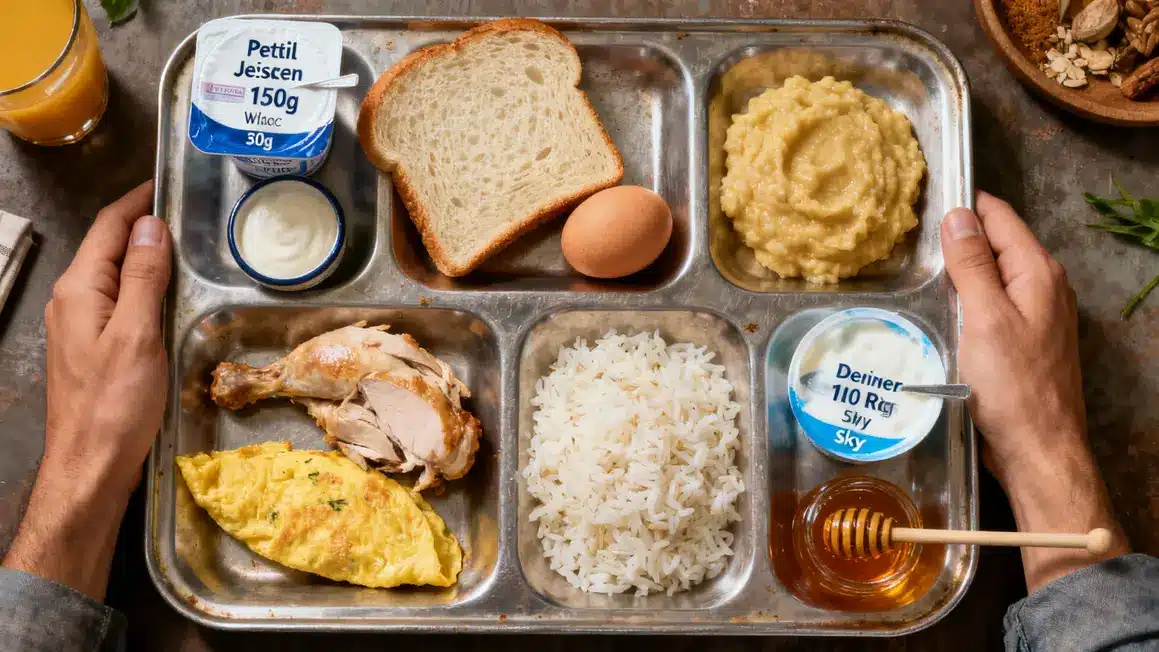 Repas type avec yaourt nature 0%, grec, skyr, régime sans résidu