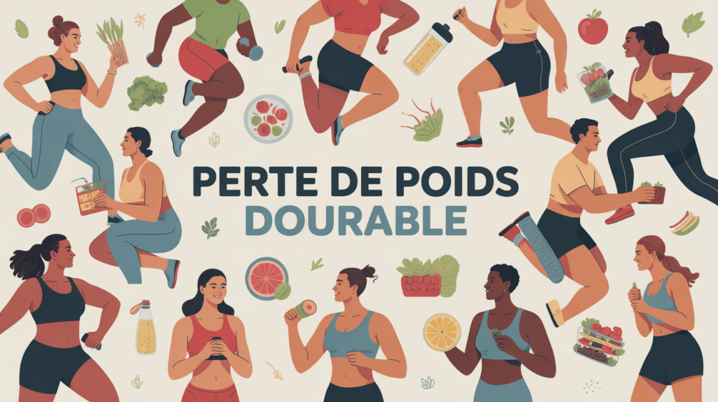 Programme perte de poids durable illustration groupe personnes diverses