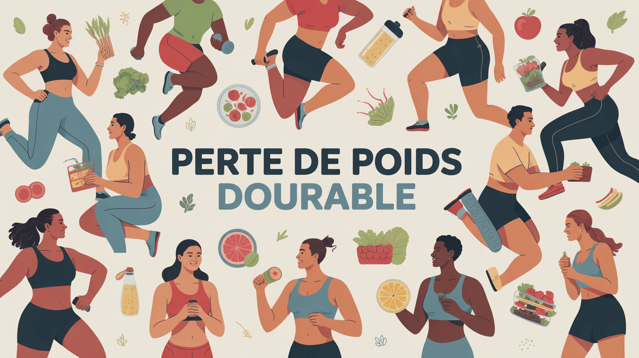 Programme perte de poids durable illustration groupe personnes diverses