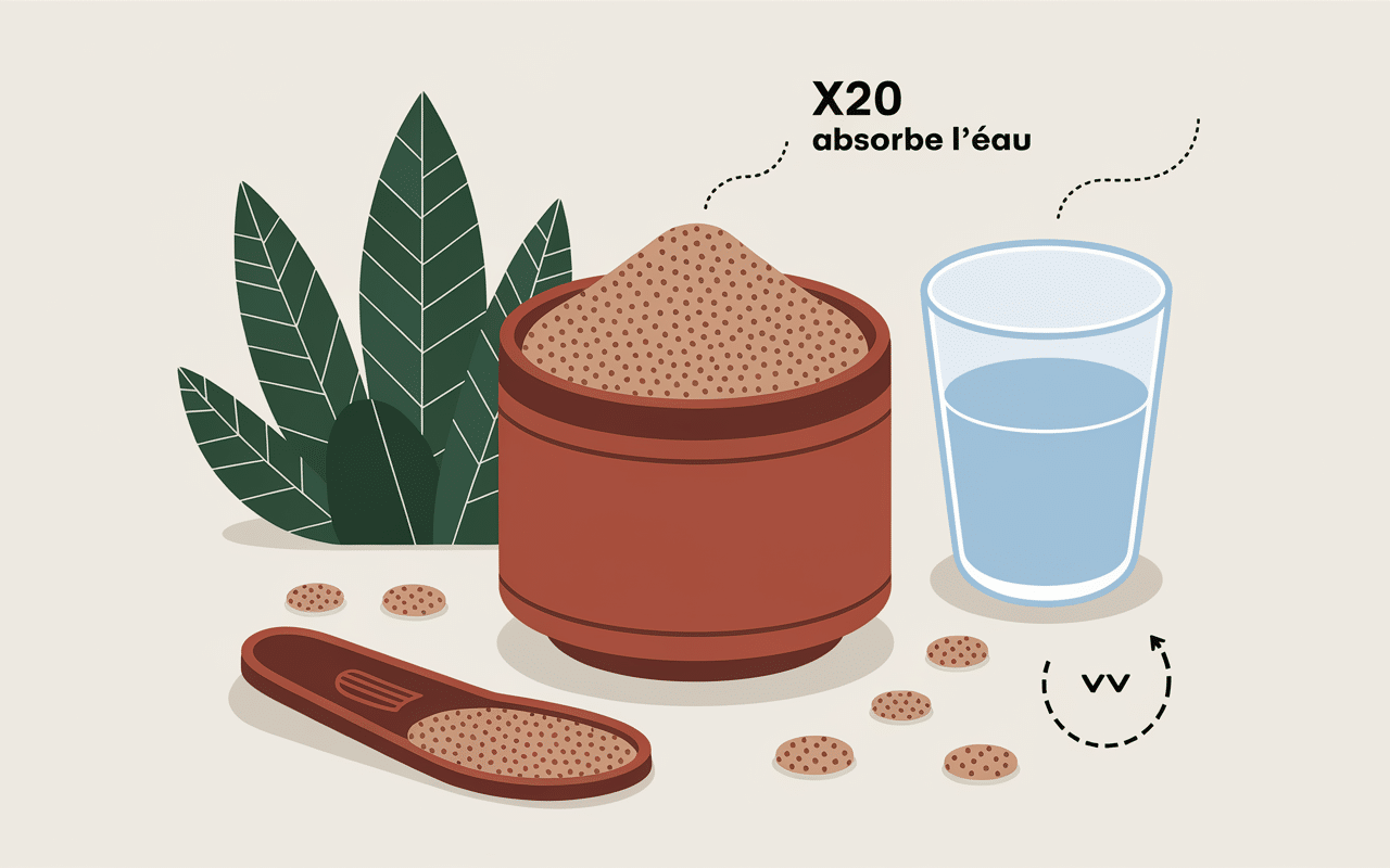 cuillere psyllium verre eau schema digestion