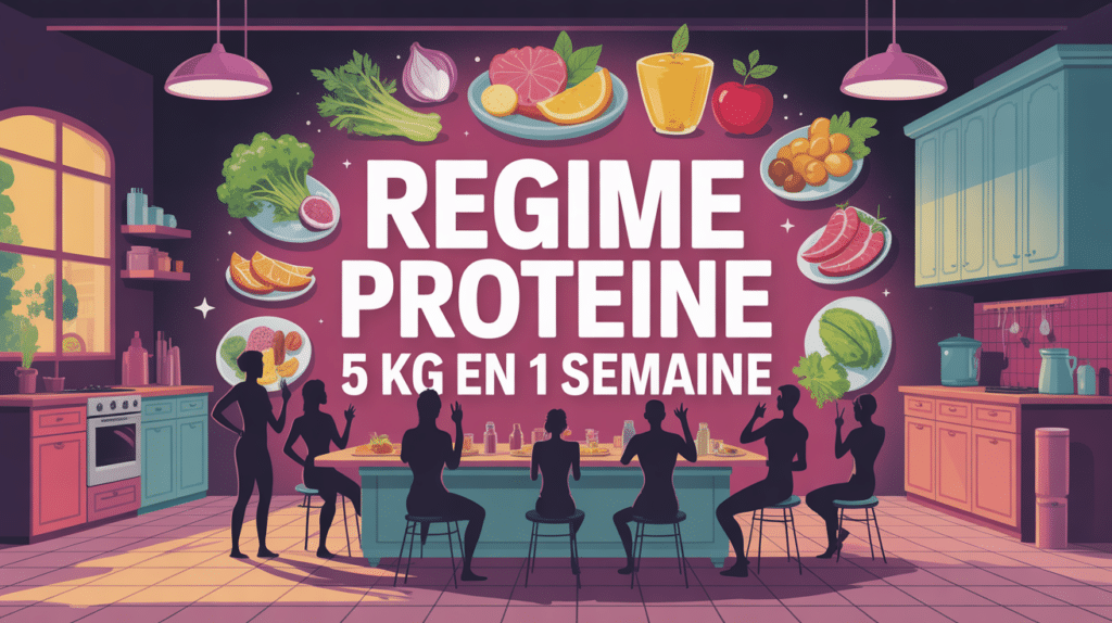 regime 5 kg en 1 semaine menu scène cuisine silhouettes actives