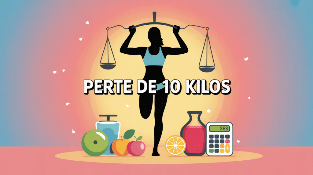 regime efficace pour perdre 10 kilos illustration sportive et balance