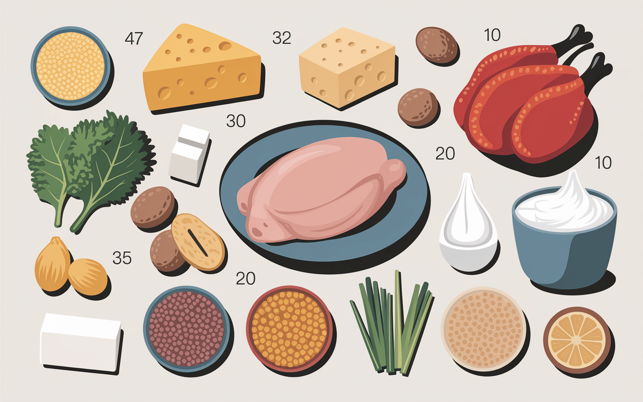 tableau aliments riches proteines dans les aliments