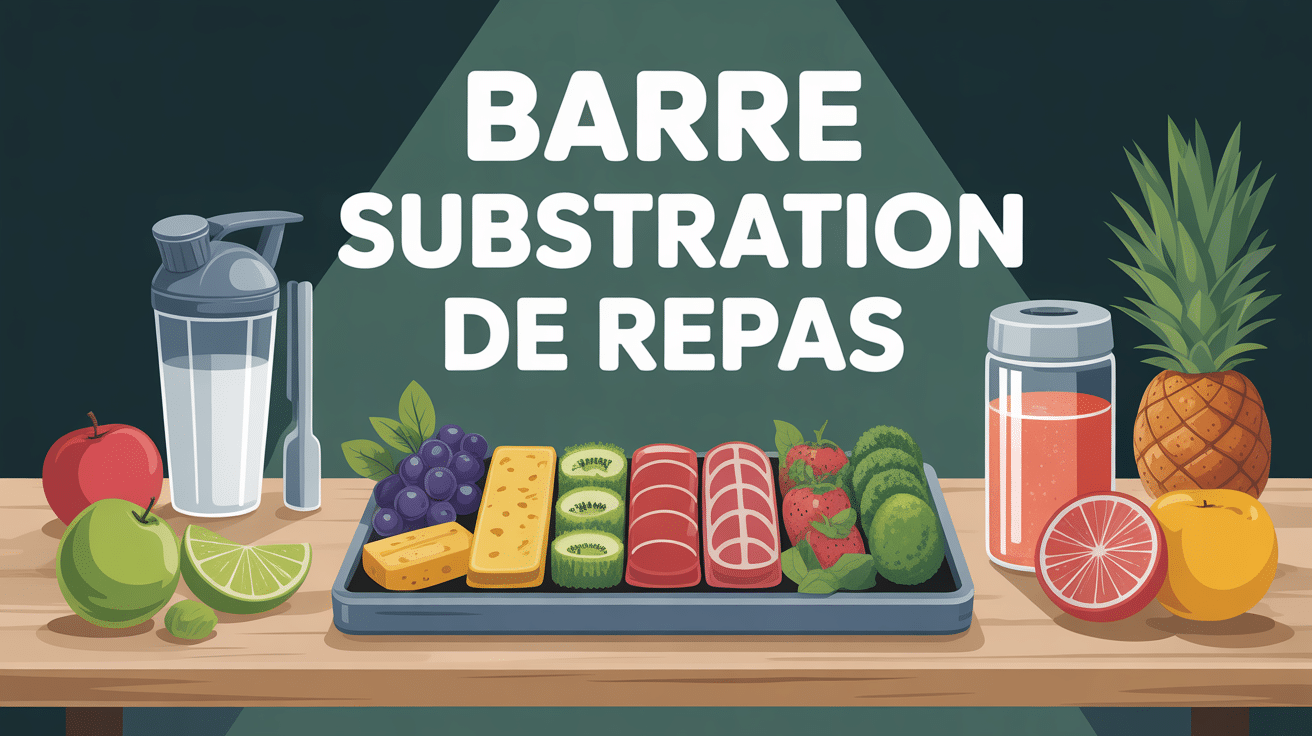 barres substituts de repas sur table avec fruits