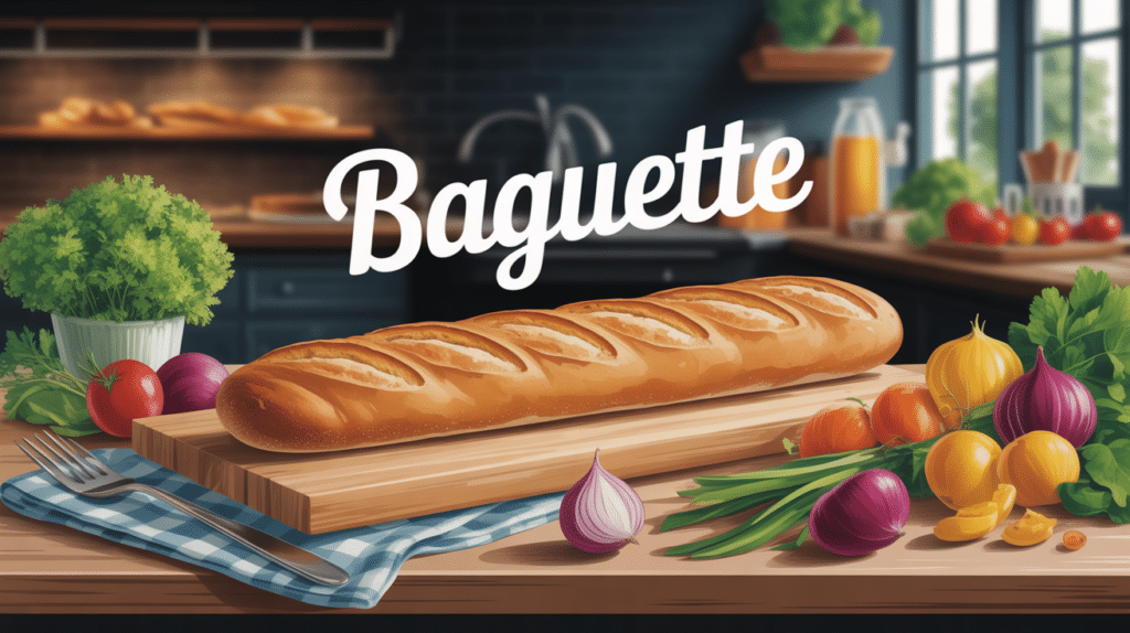 baguette fraiche sur planche, ambiance conviviale, combien de calories dans une baguette