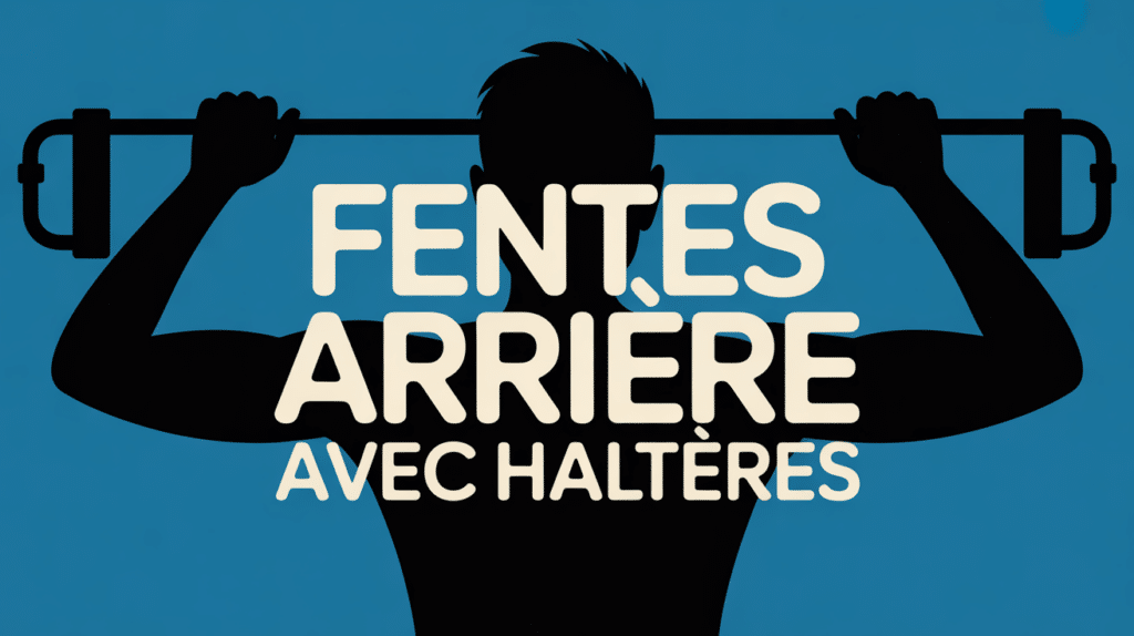 Silhouette fentes arriere avec halteres fond bleu