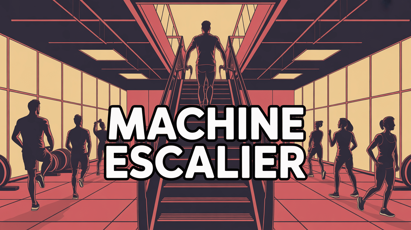 machine escalier salle de sport vu de dos