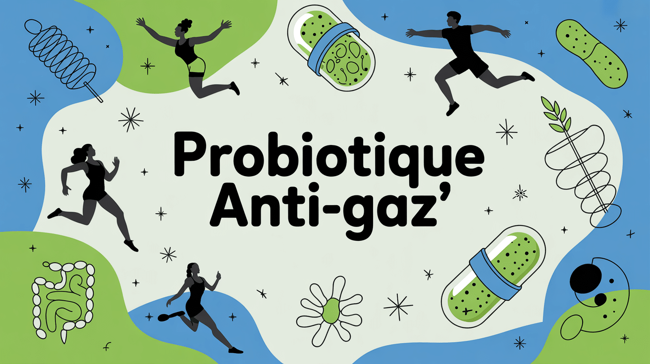 Meilleur probiotique pour gaz intestinaux capsule et silhouettes sportives