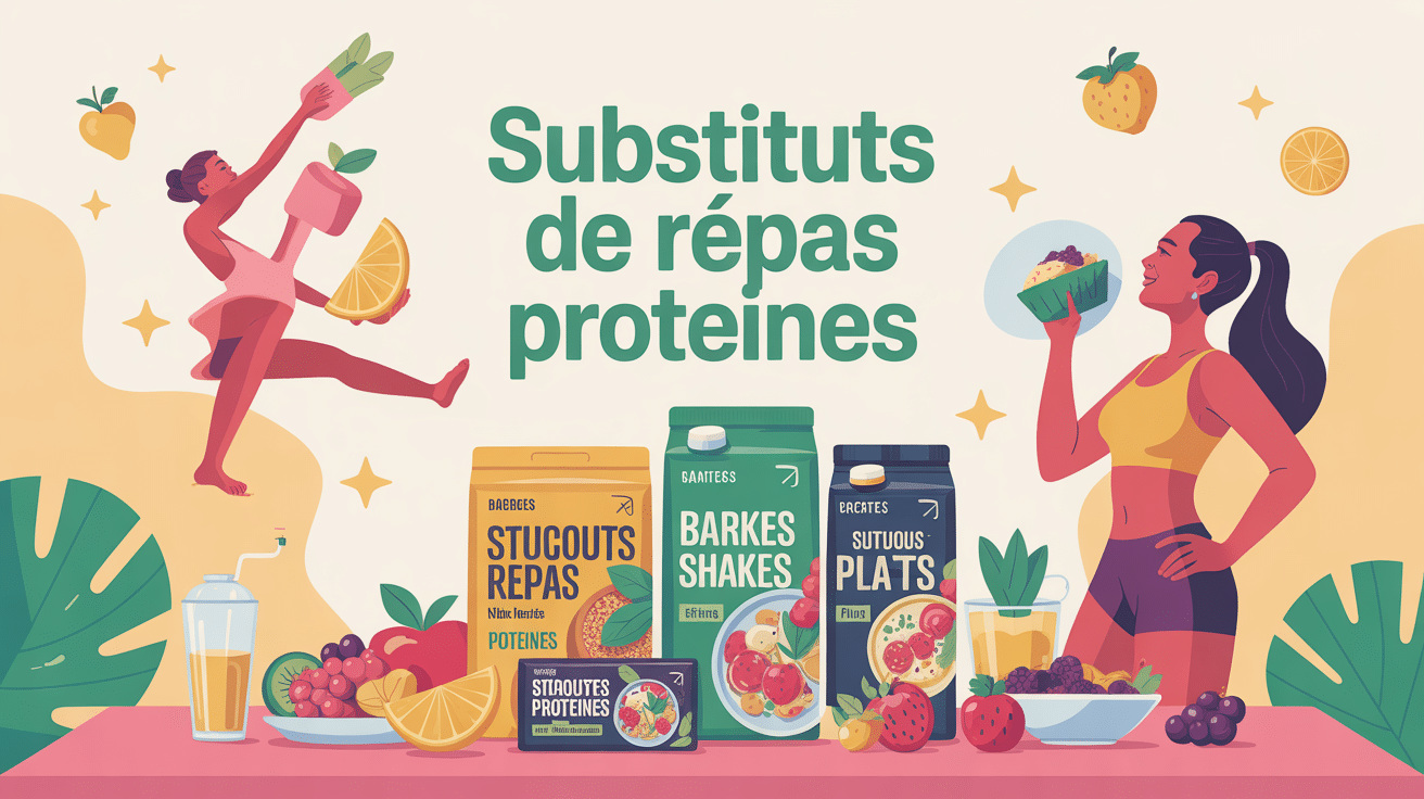 scene avec proteine substitut de repas et bien etre