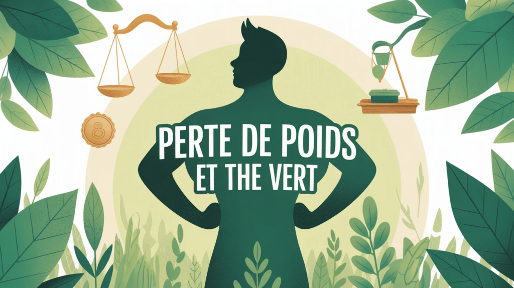 the vert perte de poids, silhouette stylisee, feuilles, medaille