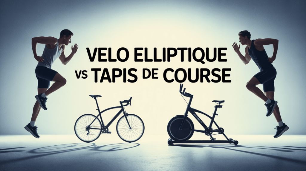 velo elliptique ou tapis de course scene comparative silhouettes