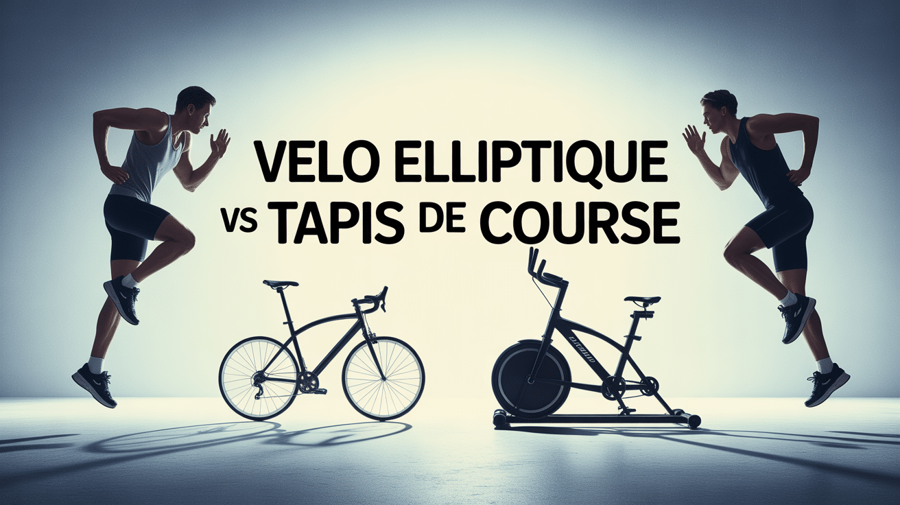 velo elliptique ou tapis de course scene comparative silhouettes