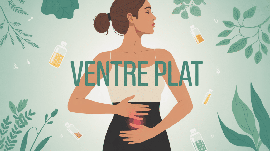 Silhouette femme ventre plat complement alimentaire plantes enzymes