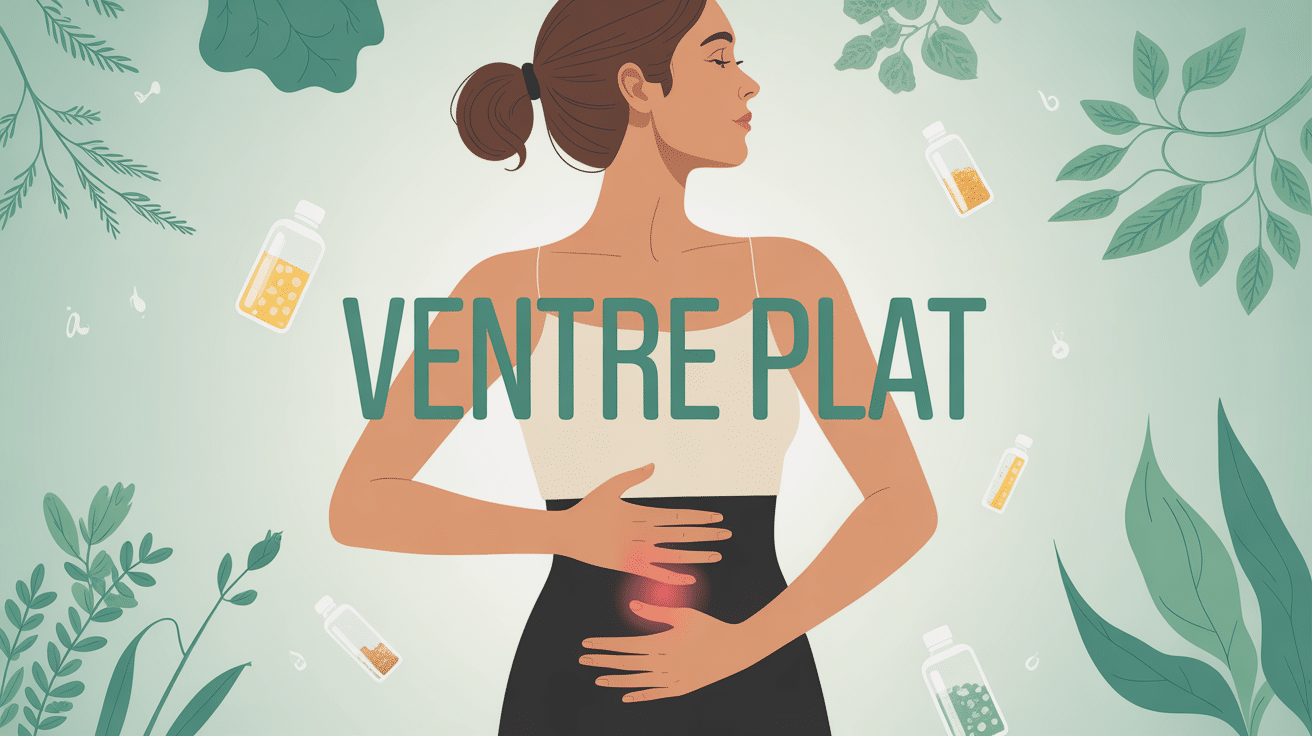 Silhouette femme ventre plat complement alimentaire plantes enzymes