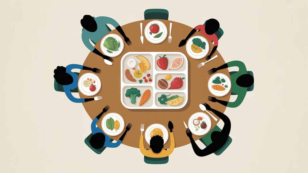 les 7 groupes d aliments tableau vue famille assiette