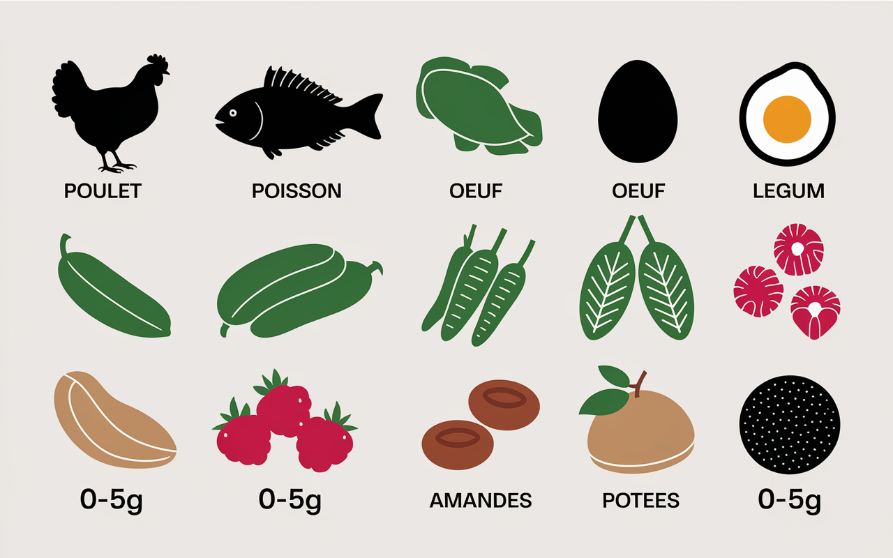 infographie aliments pauvre en glucide chiffres