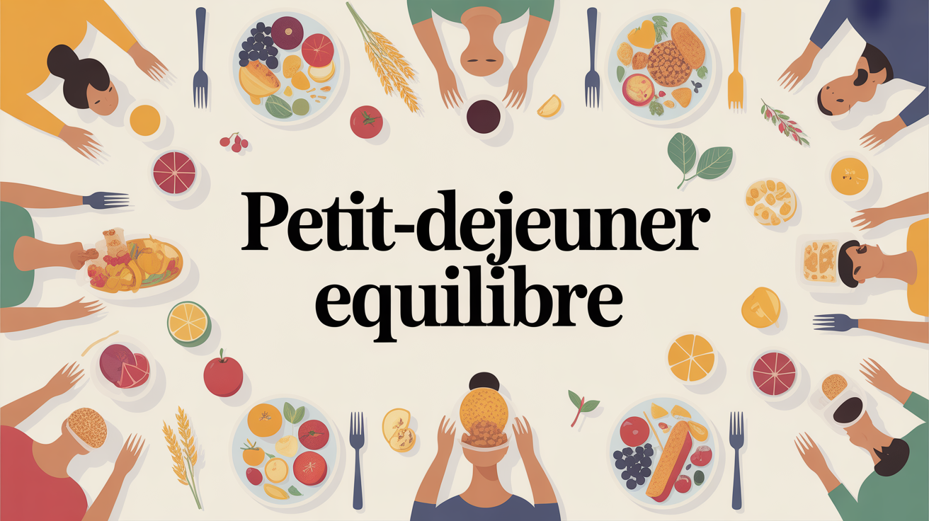 Petit dej équilibré recette table stylisée vue de dessus