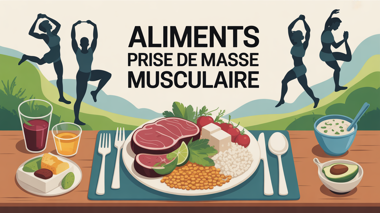 prise de masse musculaire aliments illustration repas