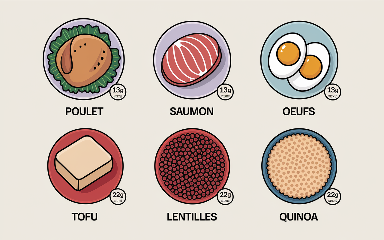 Comparatif sources de proteine repas riche