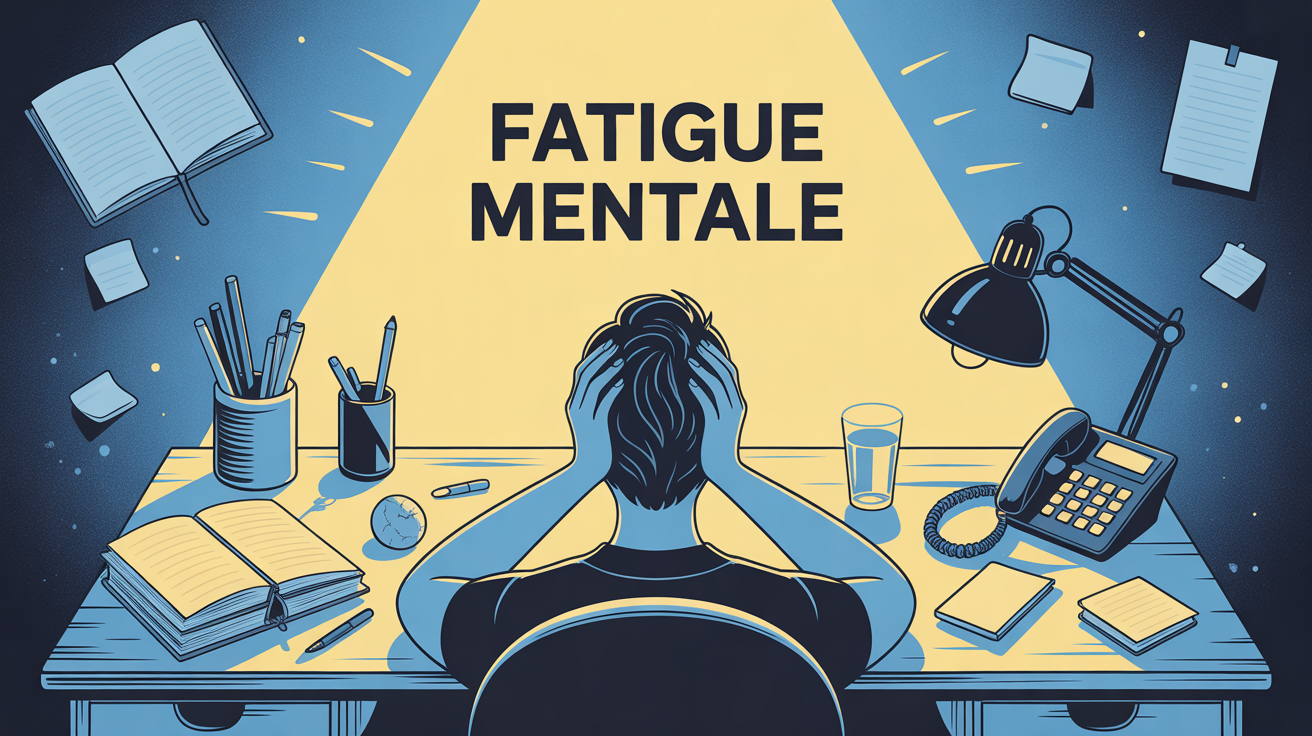 retrouver de l energie mentale bureau illustration