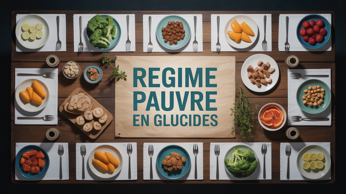 table avec aliments pauvre en glucide répartis