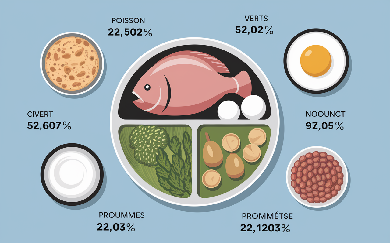 assiette aliments riches en proteines pour personnes agees vue dessus