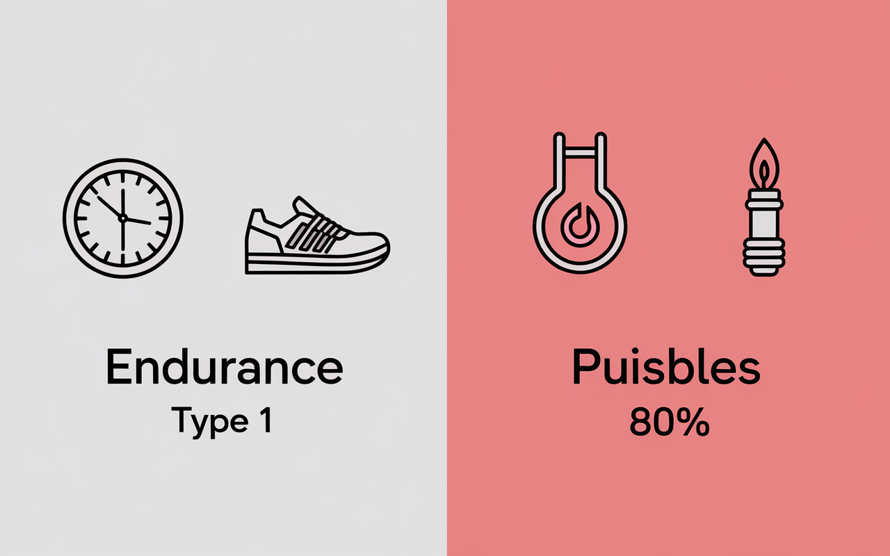 Comparatif fibres musculaires type 1 et 2 endurance puissance