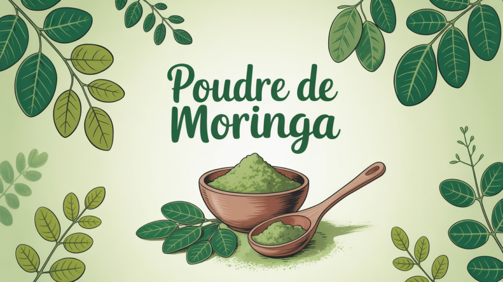 oleifera powder stylisee feuilles bol poudre verte