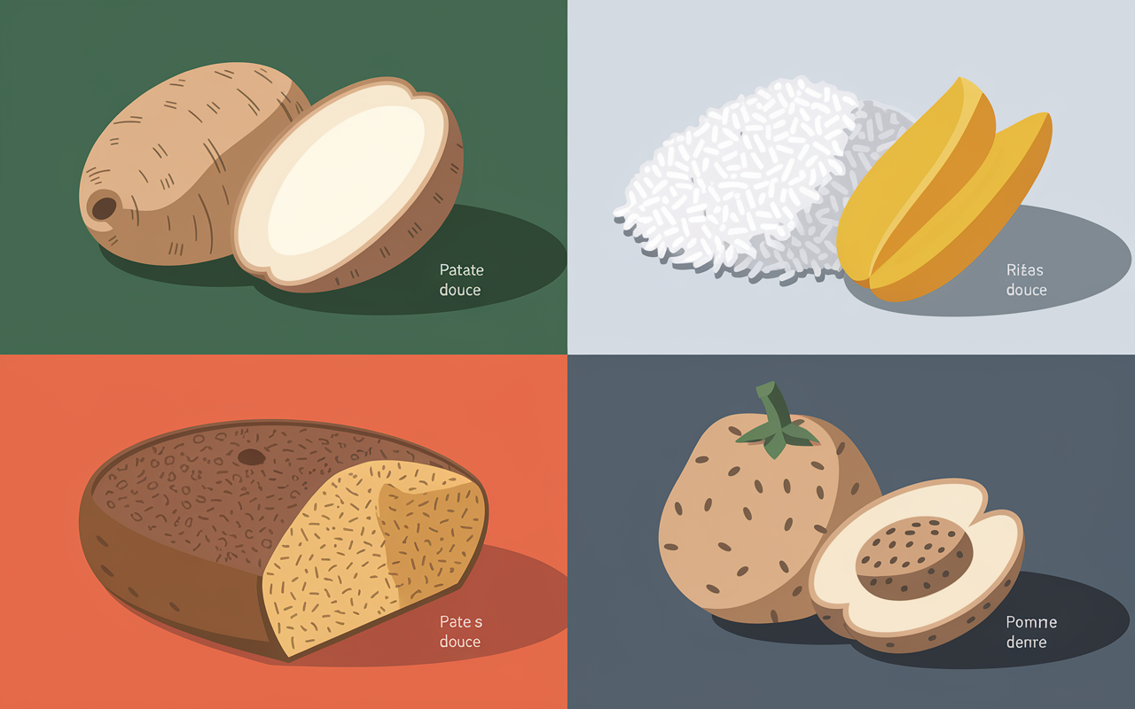 comparatif nutrition patate douce musculation riz pates pommes de terre