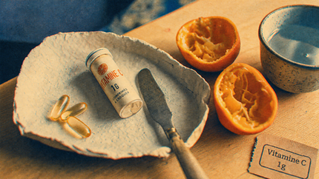 1g de vitamine c par jour : gélules vitamine C et oranges