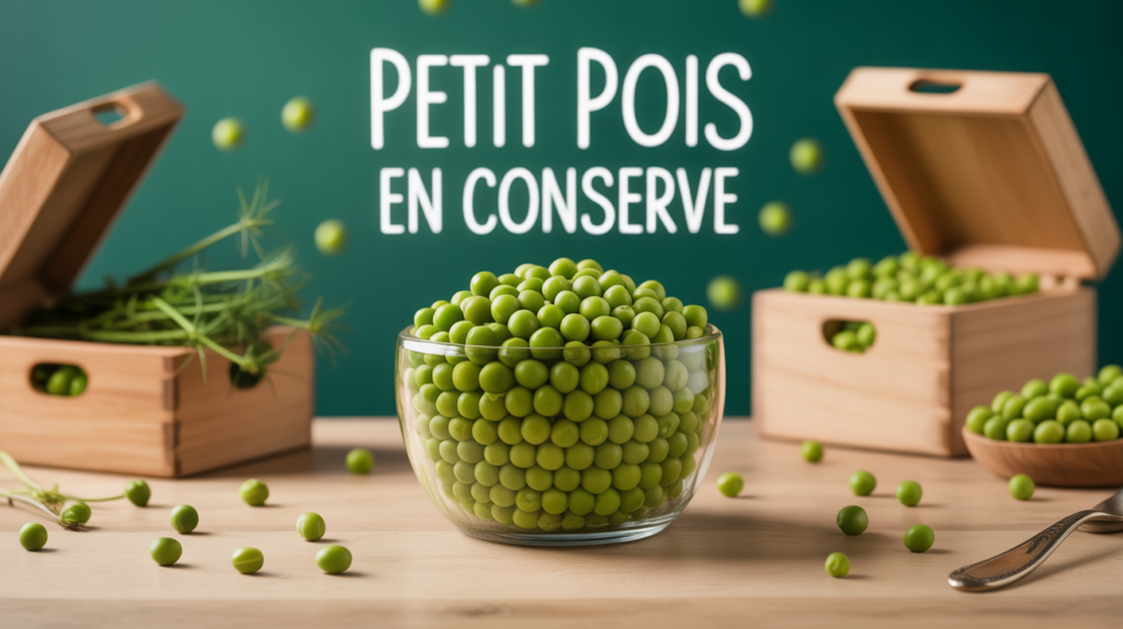 bol petits pois en conserve sur table lumineux