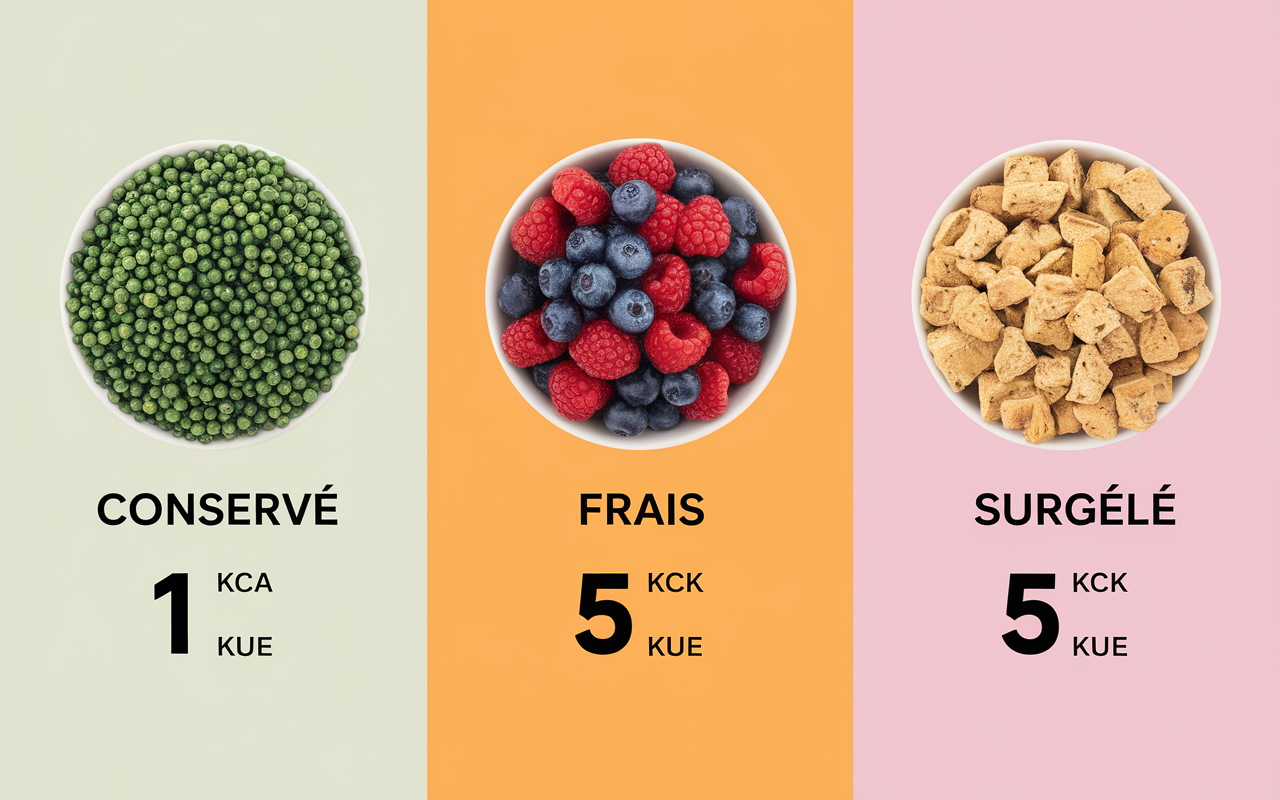 tableau nutritionnel conserve frais surgele petits pois