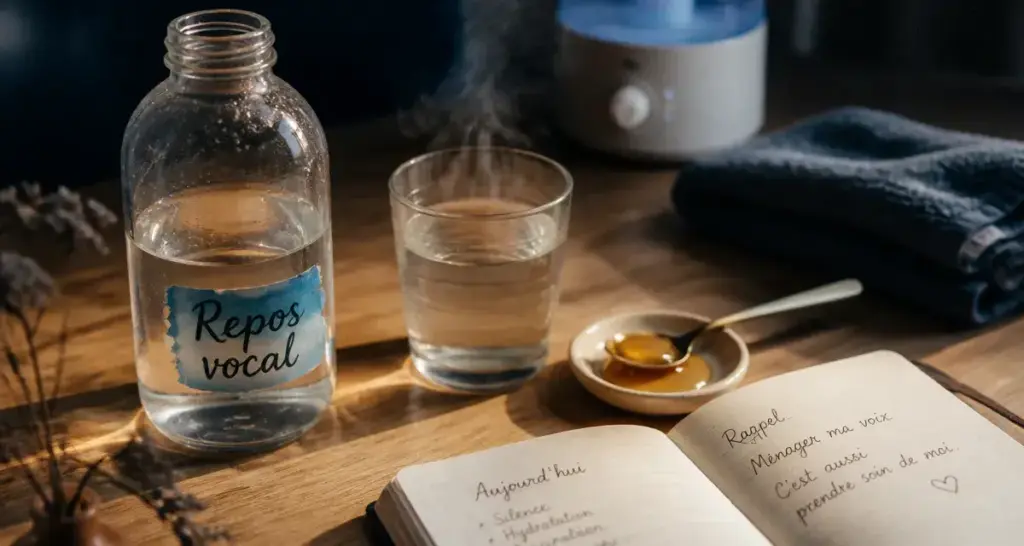 Extinction de voix que faire : miel et eau tiède pour récupération vocale