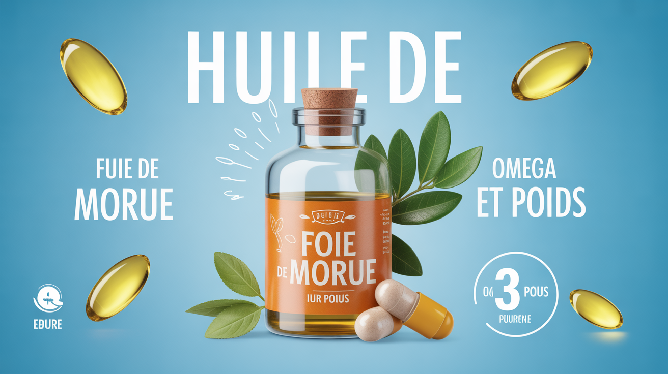 huile de foie de morue prise de poids illustration moderne bouteille capsules