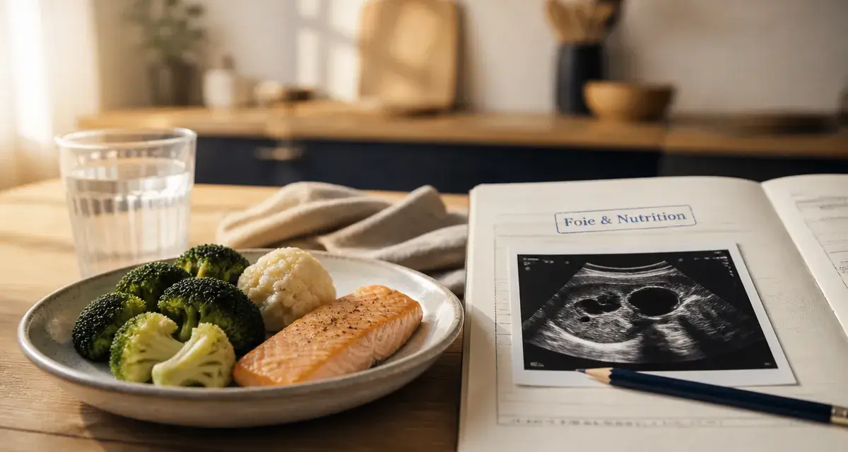 Kyste au foie et alimentation : légumes, saumon et fiche médicale d’échographie